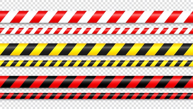 Vecteur tape de construction de barricade réaliste ligne d'avertissement de police jaune et rouge danger ou bande de danger