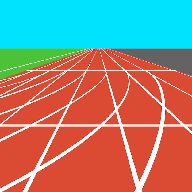 Tapis roulant rouge au stade avec illustration vectorielle de lignes blanches