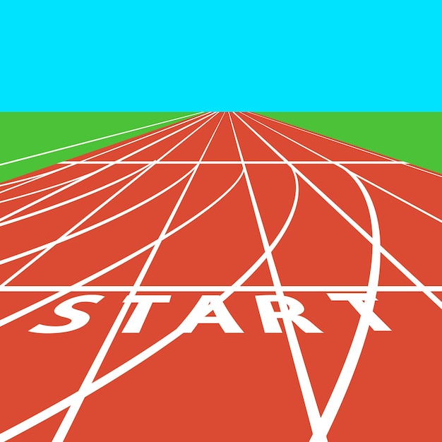 Tapis roulant rouge au stade avec illustration vectorielle de lignes blanches