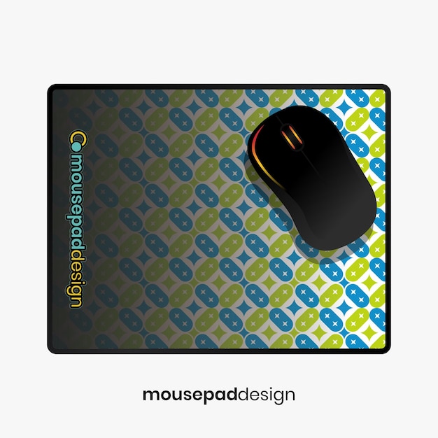 un tapis de souris avec un fond jaune qui dit la conception de la souris sur elle