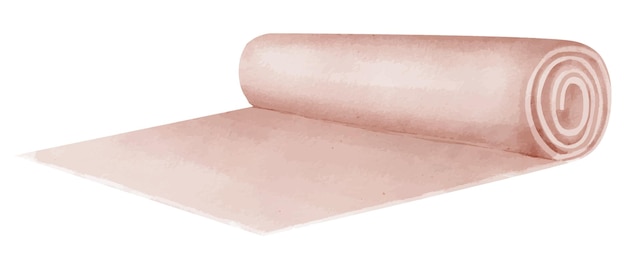 Vecteur tapis de yoga et de fitness illustration à l'aquarelle dessinée à la main d'un équipement d'exercice sur un fond blanc isolé dessin d'un coussin pour l'entraînement au pilates dessin de gymnase féminin et d'un outil de méditation