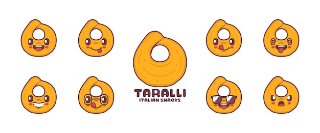 Vecteur taralli dessin animé italien snack vector illustration icône émoticônes dessins animés