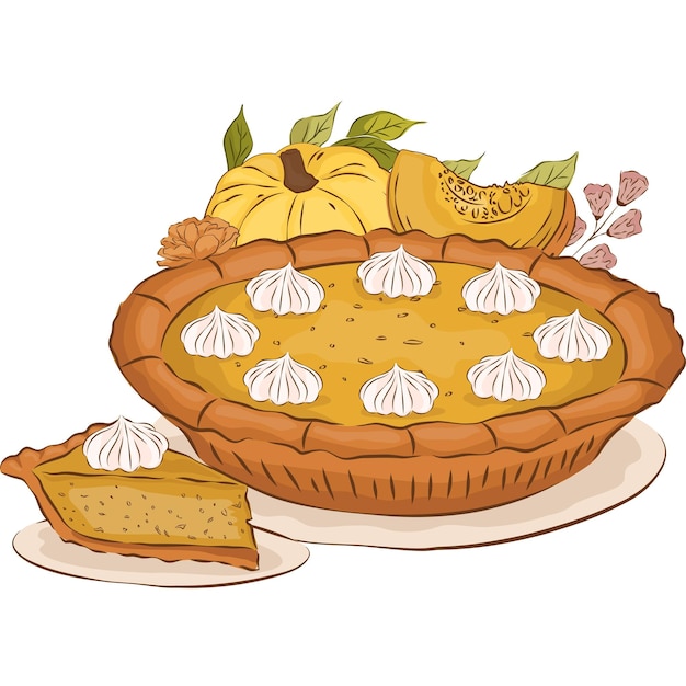 Vecteur tarte à la citrouille automne automne thanksgiving clipart