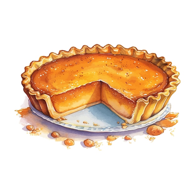 Tarte à La Citrouille Isolée Illustration De Peinture Dessinée à La Main