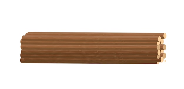 Vecteur tas de bûches arbres coupés bois de chauffage combustible matériau de construction en bois illustration vectorielle plane