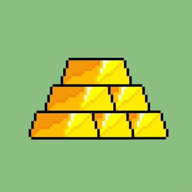 Tas De Lingots D'or Avec Style Pixel Art