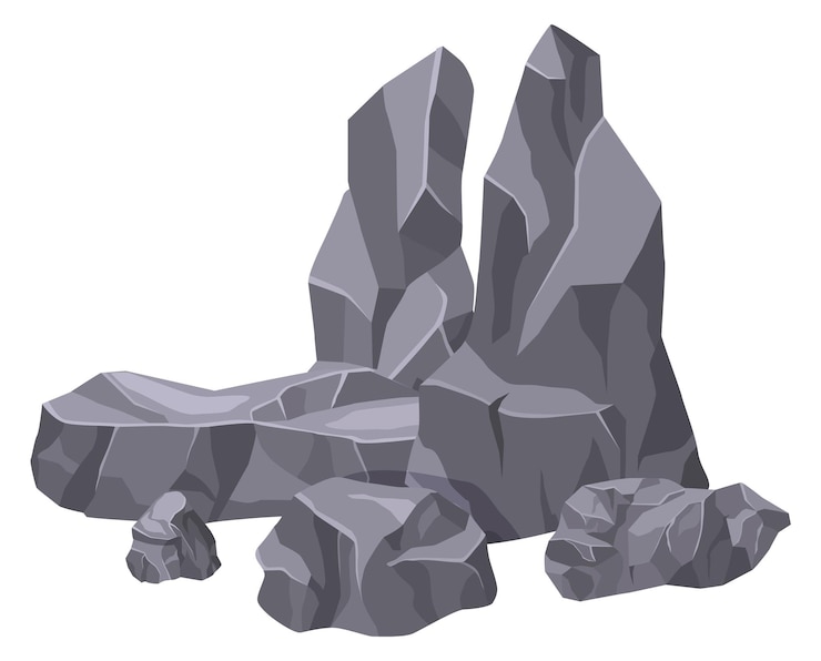 Vecteur tas de pierres montagne de pierre brisée élément de dessin animé