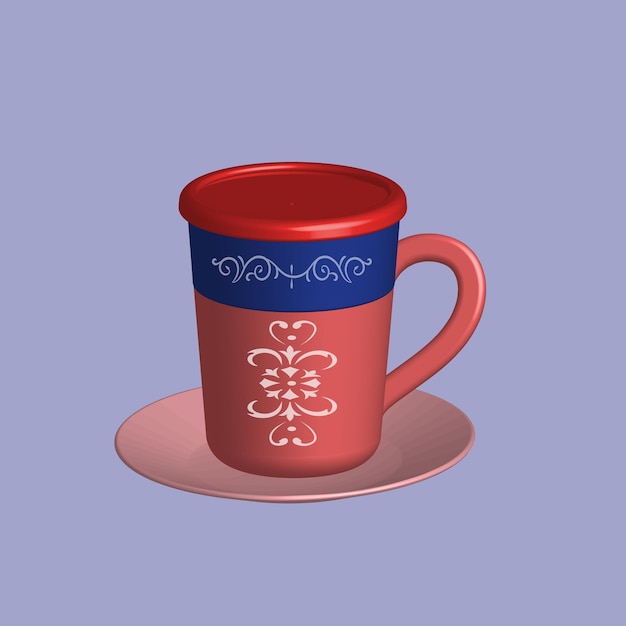 Vecteur tasse 3d avec thé chaud et lait ou cappuccino et latte boisson réaliste americano et expresso