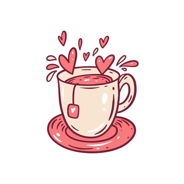 Une Tasse D'amour Potion D'amour Dans Une Tasse Illustration Vectorielle Dessinée à La Main Dans Un Style Dessin Animé Mignon