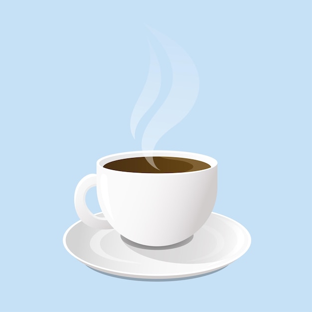 Tasse blanche de café à la vapeur. Illustration vectorielle