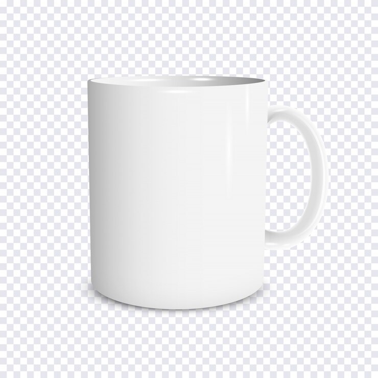 Vecteur tasse blanche réaliste isolé sur fond transparent