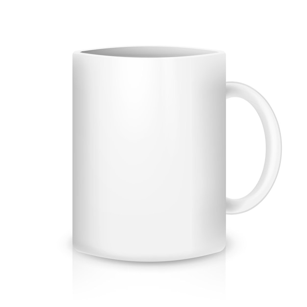 Tasse blanche réaliste isolée sur fond blanc Illustration vectorielle