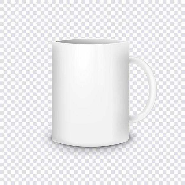 Tasse Blanche Réaliste Isolée Sur Fond Transparent Illustration Vectorielle