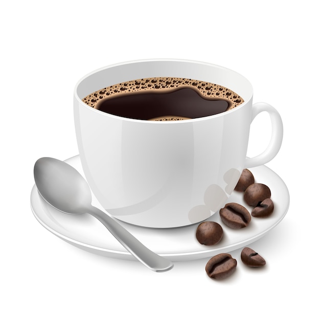 Tasse blanche réaliste remplie d&#39;expresso