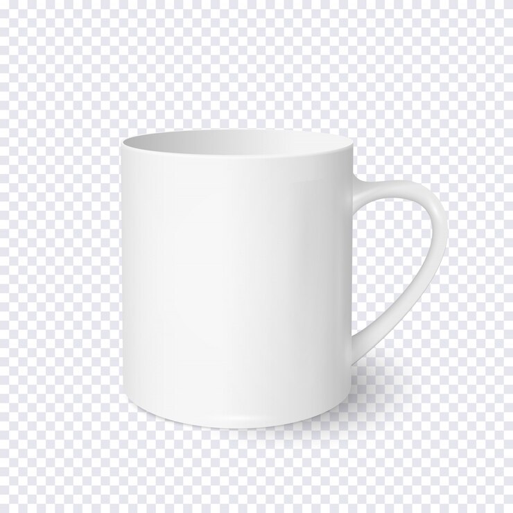 Vecteur tasse à café blanche réaliste isolé sur fond transparent