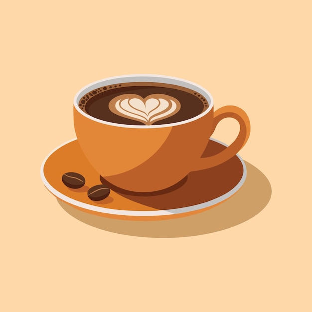Une tasse de café avec un cœur sur le dessus icône vectorielle illustration concept de dessin animé