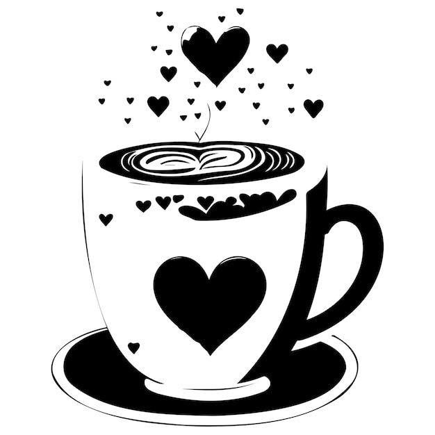 Une Tasse De Café Avec Des Cœurs Dessin D'illustration De La Saint-valentin