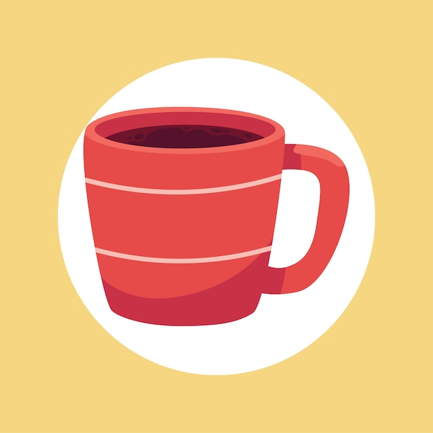 Une tasse de café délicieuse Une boisson chaude du matin Illustration de tasse rouge