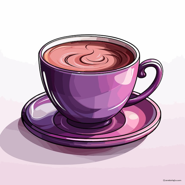 Tasse De Café En Dessin Animé Sur Un Dessin Plat