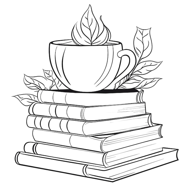 Vecteur une tasse de café sur le dessus d'une pile de livres illustration vectorielle