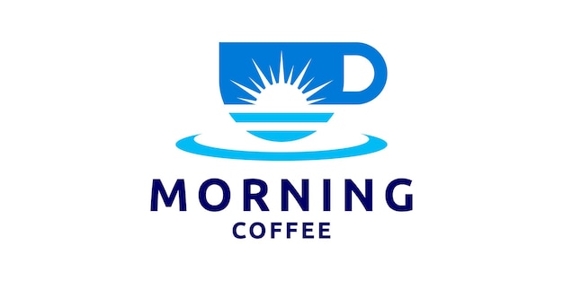 Vecteur la tasse de café du matin et le lever du soleil modèle de conception du logo symbole idée créative