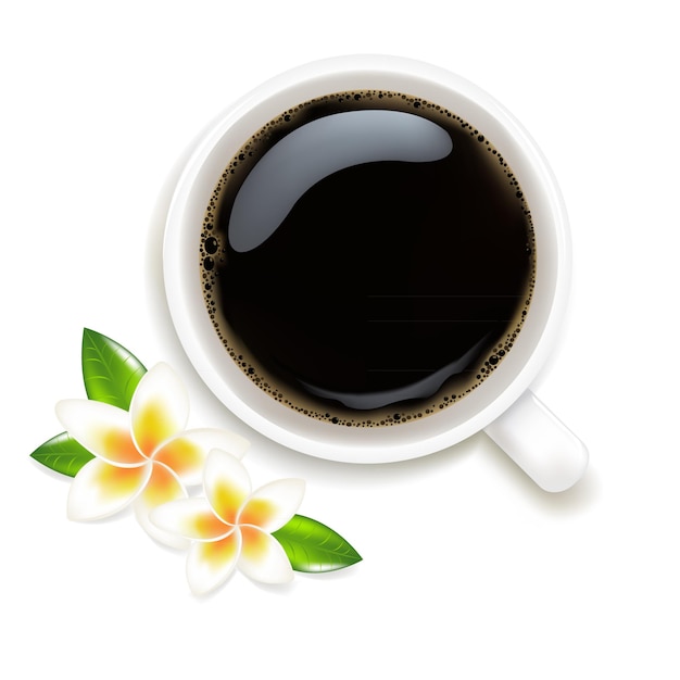 Tasse de café avec frangipanier isolé