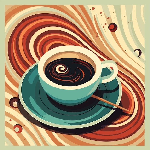 Une Tasse De Café Sur L'illustration Vectorielle De L'assiette