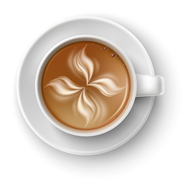 Tasse à café avec latte art Maquette de boisson réaliste