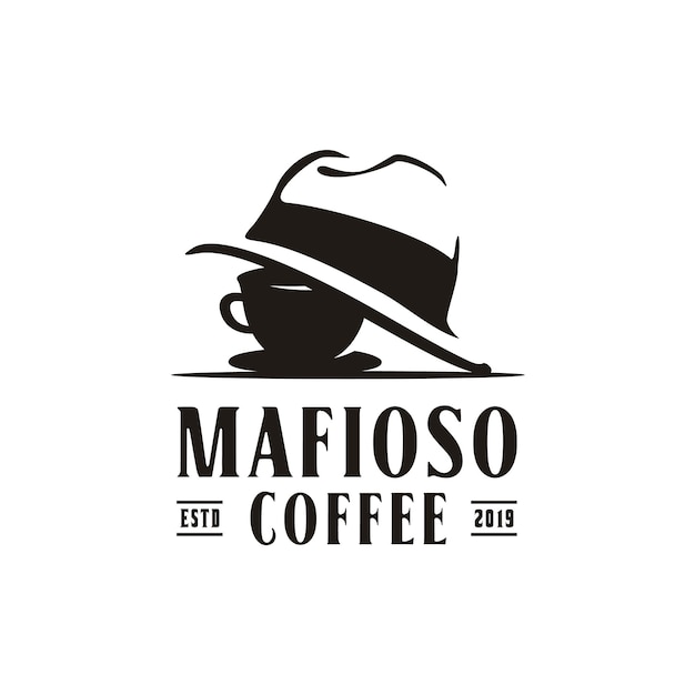 Tasse à Café Avec Mafia Mafioso Hat Gang Gangster Crime Pour La Création De Logo Detective Restaurant Bar