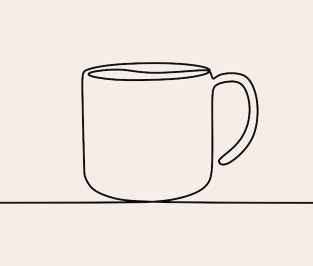 Tasse à café oneline dessin au trait unique continu modifiable