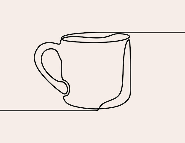 Tasse à Café Oneline Dessin Au Trait Unique Continu Modifiable