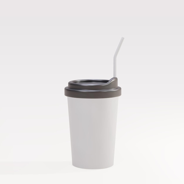 Tasse à Café En Papier 3d Avec Une Paille