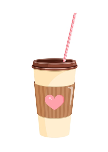 Tasse à Café En Papier Avec Coeur Illustration Vectorielle Carte De Voeux Pour La Saint-valentin Et Autres