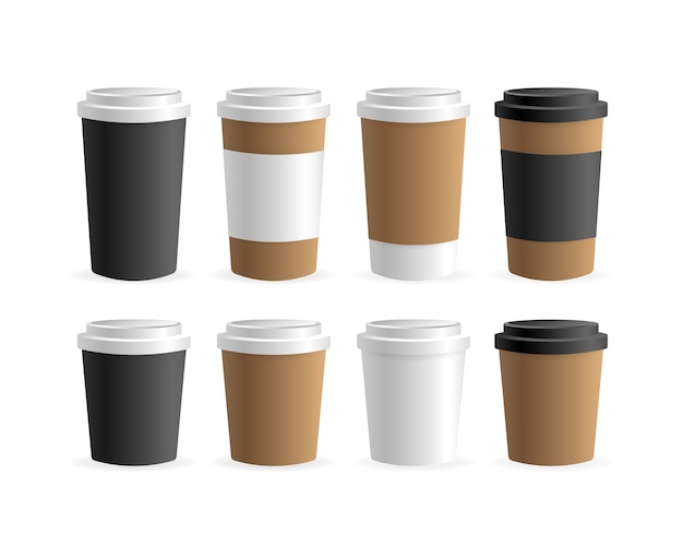 Tasse à café en papier sur fond blanc. Vide . , modèle. Boisson au café.