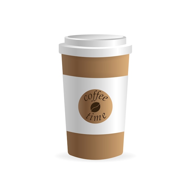 Tasse à café en papier sur fond blanc. Vide . , modèle. Boisson au café.
