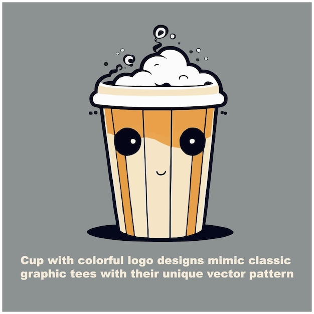Vecteur une tasse de café personnalisée avec des dessins de logos colorés et des graphismes classiques avec leur vecteur unique
