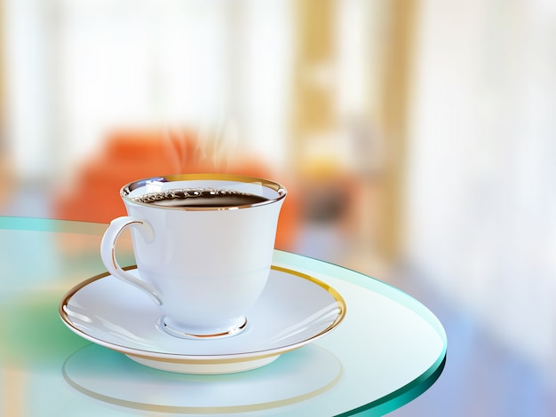 Tasse à Café Réaliste D'art Vectoriel Dans Le Salon