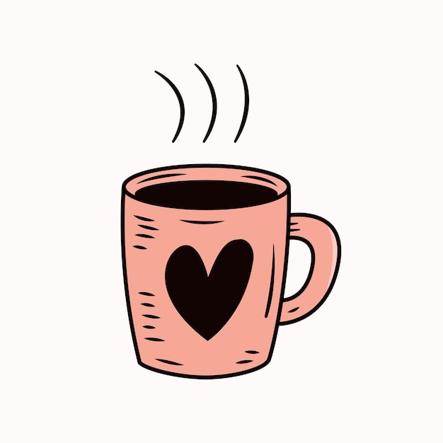 une tasse de café retro avec le vecteur de l'amour
