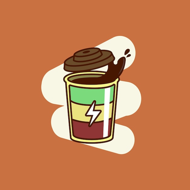 Vecteur tasse de café avec vecteur de conception de logo énergétique