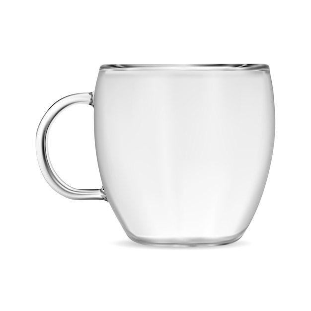 Vecteur tasse à café en verre transparent. tasse à thé transparente