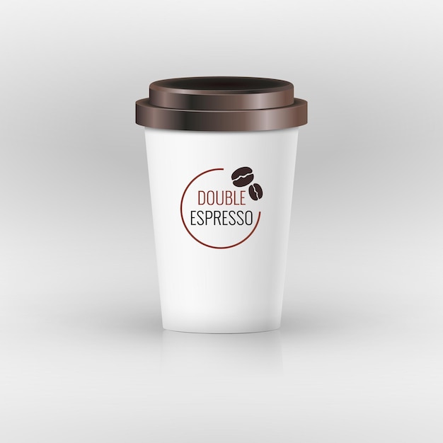 Vecteur tasse de papier à café sertie d & # 39; illustration d & # 39; étiquette