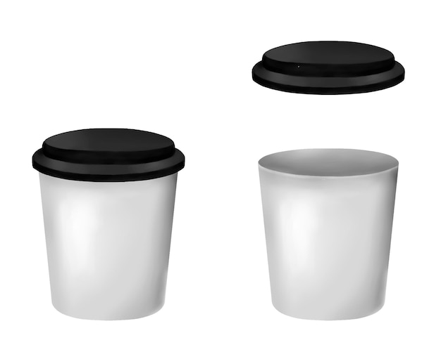 Vecteur tasse en papier avec illustration de jeu de couvercle de boisson