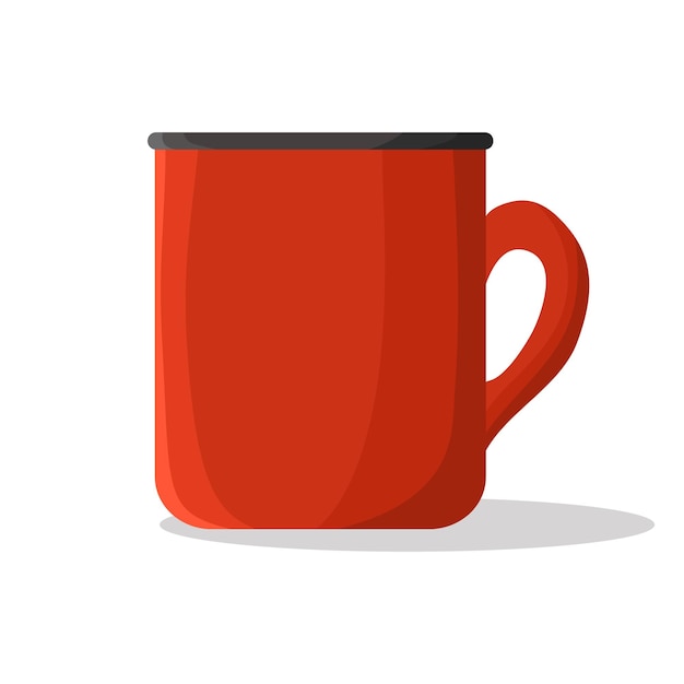 Tasse rouge avec ombre sur une icône blanche Cuisine Texture vectorielle Heure du thé Illustration colorée
