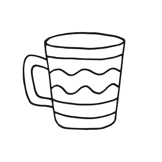 Tasse De Tasse Dessinée à La Main Tasse En Style Doodle Illustration Vectorielle Isolée Sur Fond Blanc