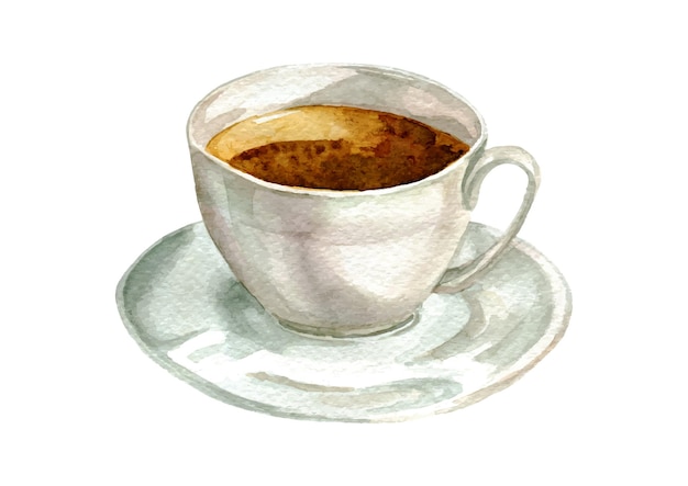 Vecteur tasse de thé aquarelle blanche