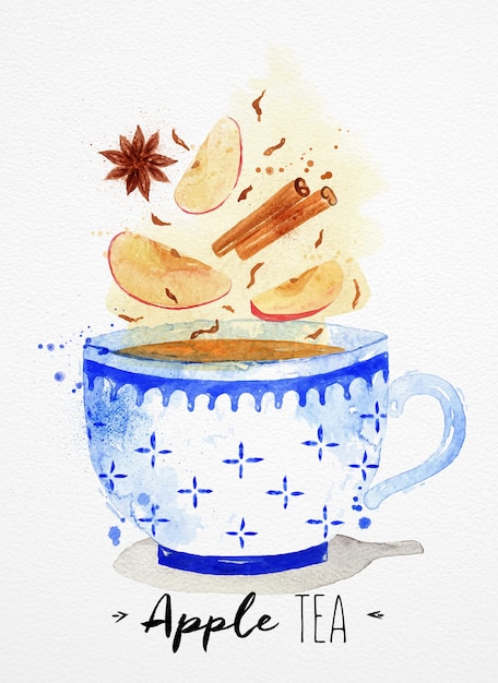 Vecteur tasse à thé aquarelle