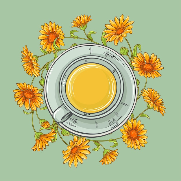 Tasse de thé au calendula