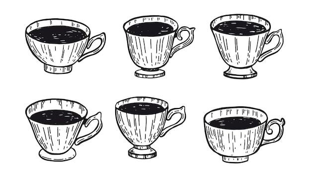 Tasse de thé Illustrations dessinées à la main