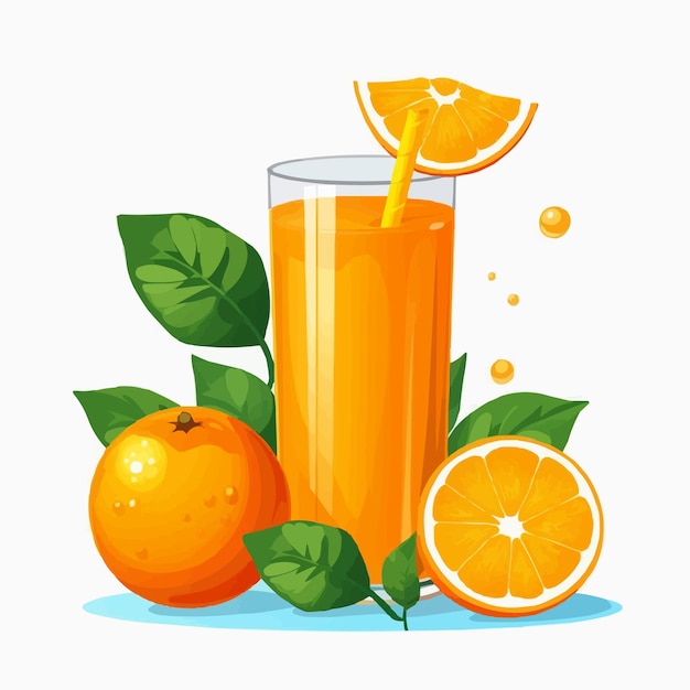 Vecteur tasse en verre de jus de jus d'orange illustration