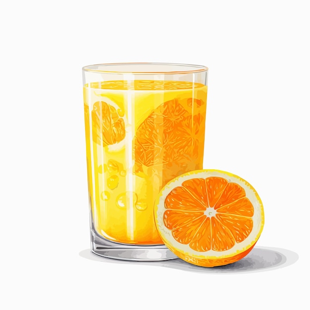 Vecteur tasse en verre de jus de jus d'orange illustration